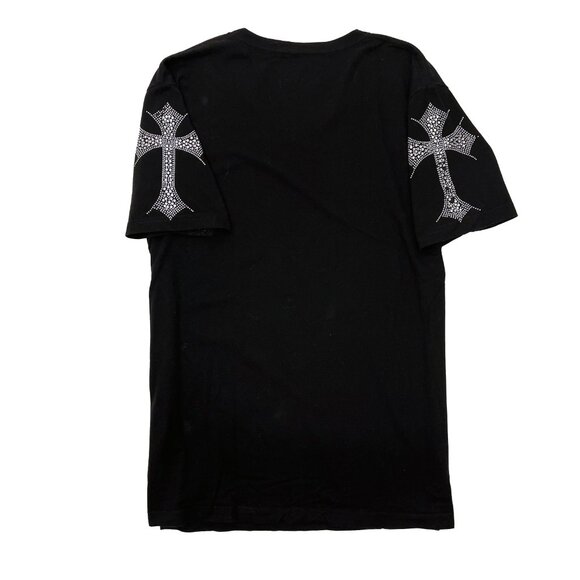Rush Couture Rhinestone Dragon Cross Embellished Black Jewel T-Shirt Mens S - Picture 2 of 5